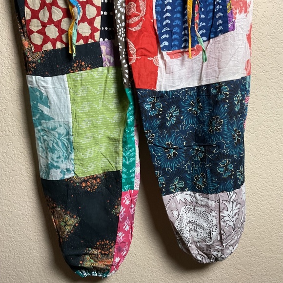 NWT Kathmandu Imports Womens O/S Patchwork Wide Leg Baggy Boho Parachute Pants - Picture 3 of 12